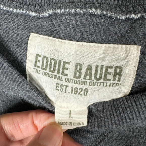 Eddie Bauer Size Large Crewneck Long Sleeve Gray Green Sweatshirt - Picture 6 of 8